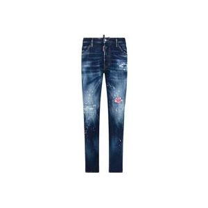 Dsquared2 Distressed Slim-fit Jeans , Blue , Heren , Maat: S
