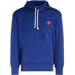 Comme des Garçons Play, Heren, Sweatshirts & Hoodies, Blauw, Maat: M Poliester,