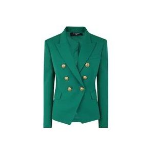 Balmain Emerald Six Button Jas , Green , Dames , Maat: S
