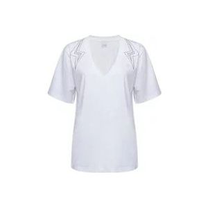 Pinko Witte T-shirt , White , Dames , Maat: S