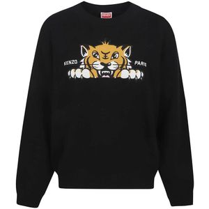 Kenzo - Blije Tijger Zwarte Trui Aw 25 - Heren - Katoen - Vesten