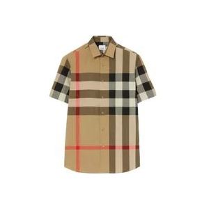 Burberry Geruite korte mouwen overhemd , Beige , Heren , Maat: XL