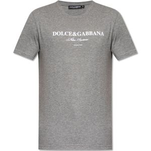 Dolce & Gabbana - T-Shirt - Grijs Mêlee - Katoen - Gedrukt Logo