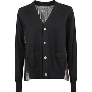 Sacai, Dames, Truien, Zwart, Maat: L Wol,