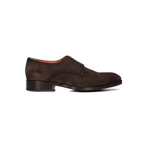 Santoni Bruine Suède Veterschoenen Carter 18353 , Brown , Heren , Maat: 40 EU