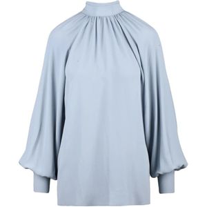 Eleventy, Dames, Blouses & Shirts, Blauw, Maat: XS Zijde,