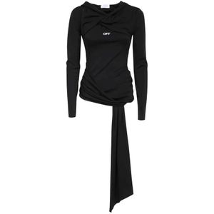 Off White, Dames, Tops, Zwart, Maat: M Viscose,