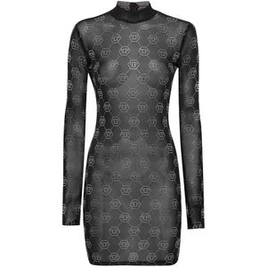 Philipp Plein, Dames, Jurken, Zwart, Maat: XS Tulle,