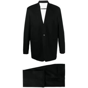 Jil Sander, Heren, Pakken, Zwart, Maat: L Katoen,