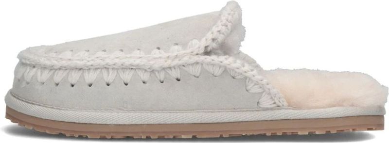 Mou - Slipper Full Eskimo Stitch - Pantoffels - Zilver - Suède - Schapenvacht