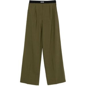 Msgm, Dames, Broeken, Groen, Maat: 2XS Wol,