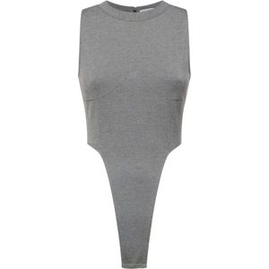 Simona Corsellini, Dames, Tops, Grijs, Maat: S Nylon,