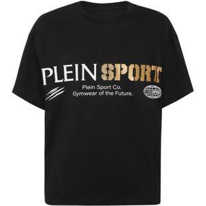 Plein Sport, Heren, Tops, Zwart, Maat: M Katoen,