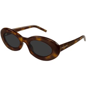 Saint Laurent - Ovale Zonnebril - Bruin - Acetaat - 52 mm Lensbreedte