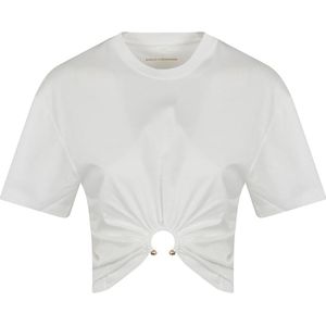 Paco Rabanne, Dames, Tops, Wit, Maat: M Katoen,