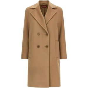 Max Mara Studio, Dames, Mantels, Bruin, Maat: 3XS Leer,