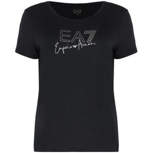 Emporio Armani Ea7, Dames, Tops, Zwart, Maat: 2XS Viscose,