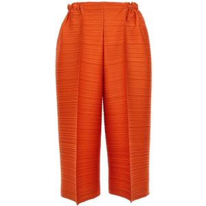 Issey Miyake, Dames, Korte broeken, Oranje, Maat: L Poliester,