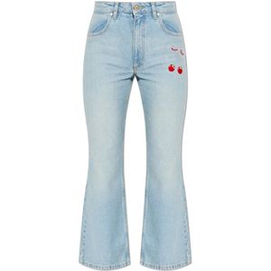 Loveshackfancy, Dames, Jeans, Blauw, Maat: W27 Katoen,