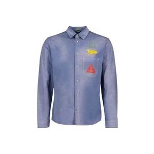 Dior Blauwe Denim Shirt met Borduurwerk , Blue , Heren , Maat: L