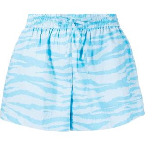 Ganni Katoenen Elastische Bedrukte Shorts , Blue , Dames , Maat: L