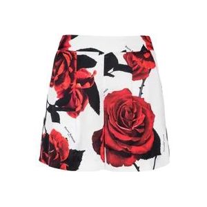 Balmain Satijnen shorts met rood rozenprint , Multicolor , Dames , Maat: XS