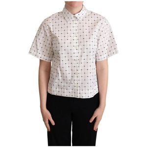 Dolce & Gabbana - Short Sleeve Shirt - Wit - Polka Dots