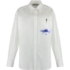 Moschino, Dames, Blouses & Shirts, Wit, Maat: 2XS Katoen,