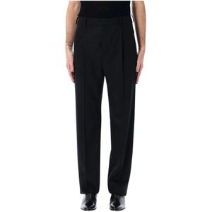 Saint Laurent, Heren, Broeken, Zwart, Maat: M Wol,