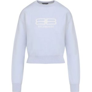 Balenciaga, Dames, Sweatshirts & Hoodies, Blauw, Maat: L Katoen,