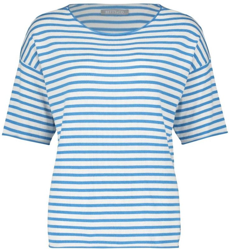 Betty & Co - Trui - Blauw/Wit - Recht Model - Gestreept