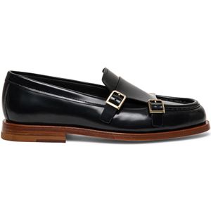 Santoni - Loafers - Zwart - Kalfsleer - Dubbele Gespsluiting