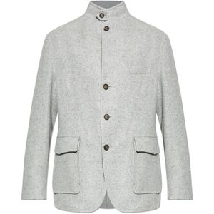Eleventy, Heren, Jassen, Grijs, Maat: L Zijde,