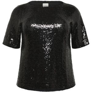 Kaffe Curve, Dames, Blouses & Shirts, Zwart, Maat: S Viscose,