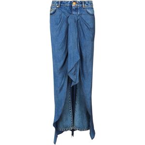 Balmain Denim jeans met gedrapeerd rokje , Blue , Dames , Maat: XS