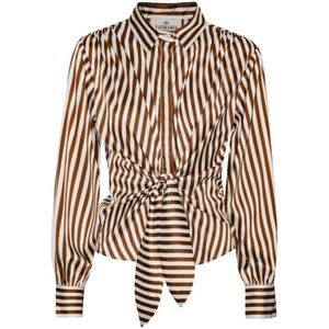 Karmamia, Dames, Blouses & Shirts, Bruin, Maat: S Leer,