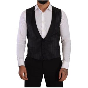 Dolce & Gabbana - Kostuum - Zwart - Heren - Elegante Gestreepte Vest voor Formele Gelegenheden