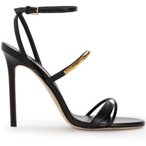 Elisabetta Franchi, Dames, Schoenen, Zwart, Maat: 36 EU Leer,