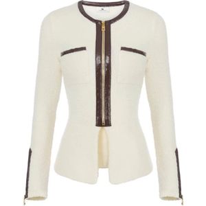 Elisabetta Franchi, Dames, Truien, Beige, Maat: L Vinyl,