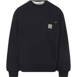 Carhartt Wip, Heren, Sweatshirts & Hoodies, Zwart, Maat: M Katoen,