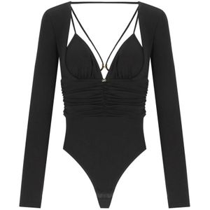 Elisabetta Franchi, Dames, Tops, Zwart, Maat: S Jersey,