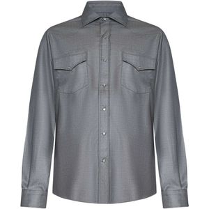 Franzese Collection, Heren, Overhemden, Grijs, Maat: 3XL Wol,