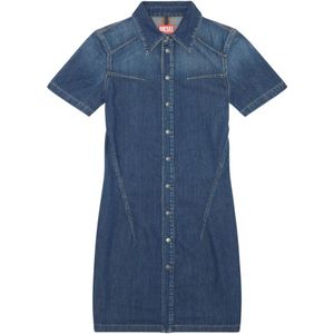 Diesel, Dames, Jurken, Blauw, Maat: M Katoen,