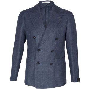Tagliatore, Heren, Jassen, Blauw, Maat: XL Linnen,