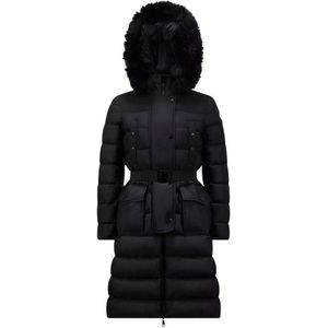 Moncler Khloe Lange Donsjas - Zwart , Black , Dames , Maat: L