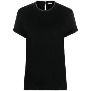 Brunello Cucinelli, Dames, Tops, Zwart, Maat: M Katoen,