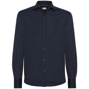 Brunello Cucinelli, Heren, Overhemden, Blauw, Maat: L