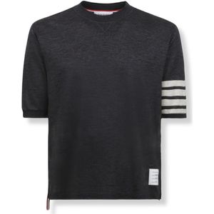 Thom Browne, Heren, Tops, Zwart, Maat: L Leer,