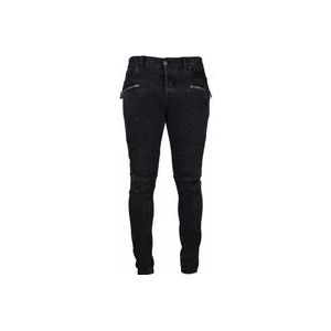 Balmain Zwarte Skinny Jeans met Ritsdetails , Black , Heren , Maat: W33