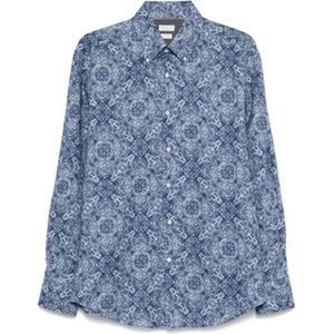 Brunello Cucinelli, Heren, Overhemden, Blauw, Maat: L Katoen,